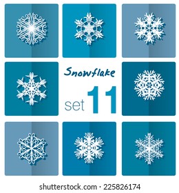 Snowflake icon. Winter theme. Winter snowflakes of different shapes.