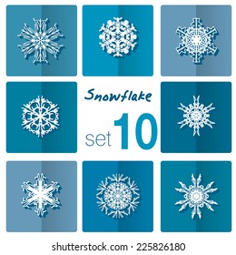 Snowflake icon. Winter theme. Winter snowflakes of different shapes.