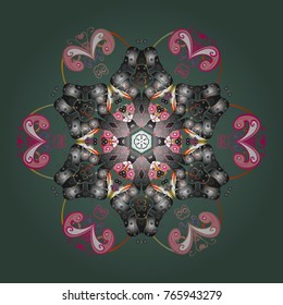 Snowflake Icon. Winter snowflake. Snowflake Vector illustration. Isolated on green, gray and pink colors.