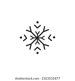 Icono de copo de nieve, icono de color único plano editable, signo, botón de línea de contorno de símbolo aislado en blanco