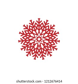 snowflake icon,Red object,White background.
