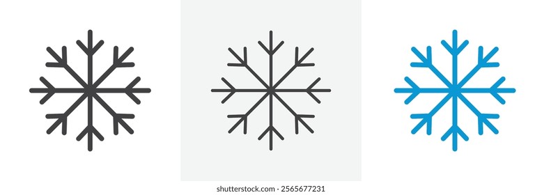 Snowflake icons in black and colored versions