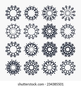 Snowflake icons. Christmas and New year winter symbol. Vector