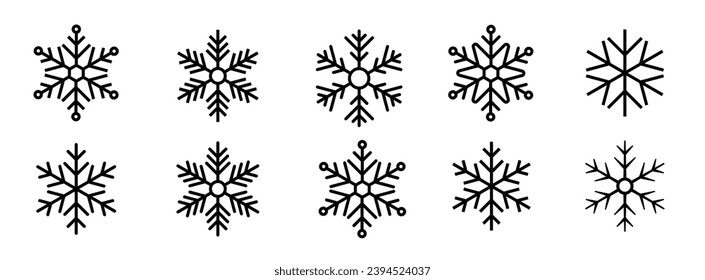  Snowflake icons collection isolated on white background. Snowflakes icons. Snowflake vector 