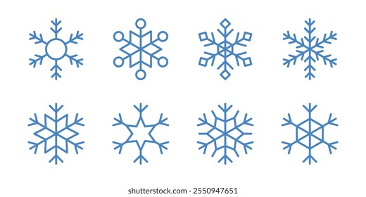 colección de iconos de copo de nieve. Iconos de copos de nieve Vector. estación de invierno conjunto de iconos de nieve