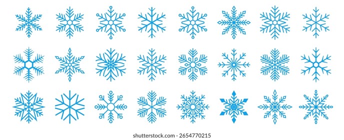 Snowflake Icons Sammlung. Schneeflocken-Vektor. Frohes neues Jahr, Weihnachten, Weihnachten. Schneeflocken-Symbole. Neujahrsschmuck