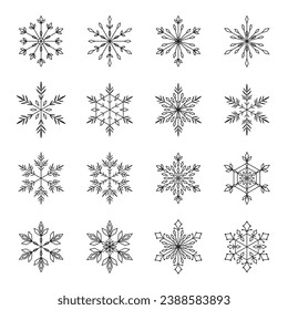 Snowflake icons collection, vector illustration