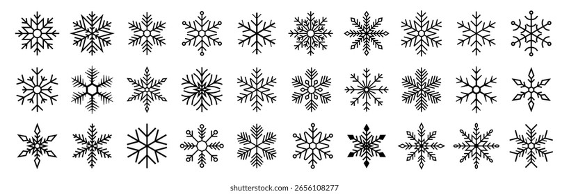  Snowflake icons collection.  Snowflake vector . New year ornament
