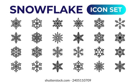 Snowflake Icons Collection.Thin Umriss Icons Pack
