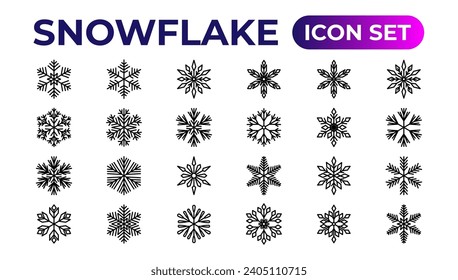 Snowflake Icons Collection.Thin Umriss Icons Pack
