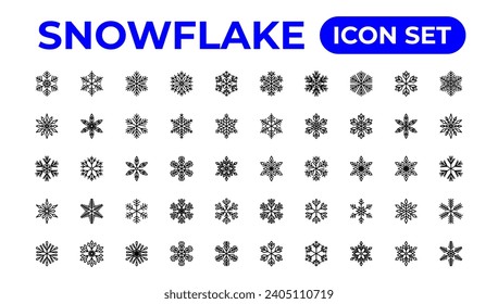 snowflake icons collection.Thin outline icons pack.
