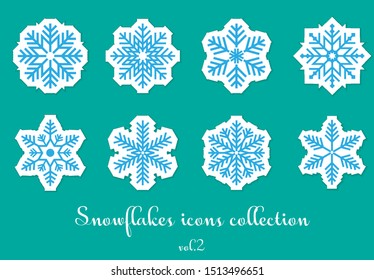 Snowflake icons flat design vector collections