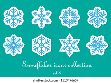 Snowflake icons flat design vector collections