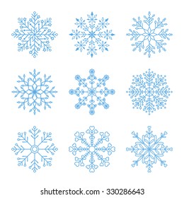 Snowflake icons isolated on white background. Beautiful winter ornament. Vector illustration.