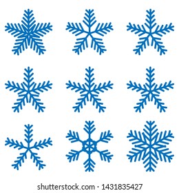 Snowflake icons kit. Set of vector snowflakes. Flat icons.