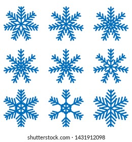 Snowflake icons kit. Set of vector snowflakes. Flat icons.