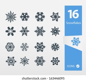 Snowflake icons ( Set of 16 Quality icon )