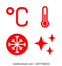 snowflake icons set with celsius degrees sign, snowflake crystal in a circle and thermometer weather tool symbol vector set