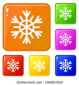 Snowflake icons set collection vector 6 color isolated on white background