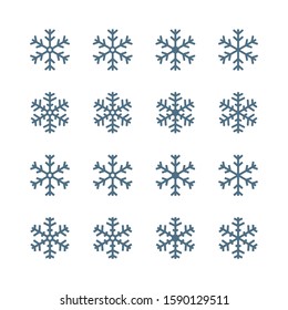 Snowflake Icons Set isolated on white background. Decorative Ornaments Flat Line Vector Icon Design Template Element
