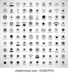 Snowflake Icons Set - Isolated On Gray Background - Vector Illustration, Graphic Design Editable For Your Design