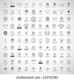 Snowflake Icons Set - Isolated On Gray Background - Vector Illustration, Graphic Design Editable For Your Design