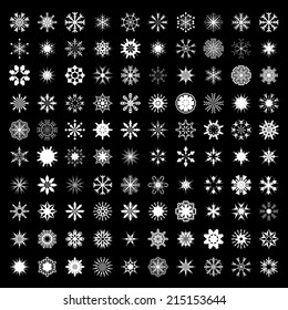 Snowflake Icons Set - Isolated On Black Background - Vector Illustration, Graphic Design Editable For Your Design