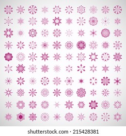 Snowflake Icons Set - Isolated On Gray Background - Vector Illustration, Graphic Design Editable For Your Design