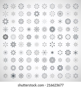Snowflake Icons Set - Isolated On Gray Background - Vector Illustration, Graphic Design Editable For Your Design 