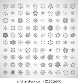 Snowflake Icons Set - Isolated On Gray Background - Vector Illustration, Graphic Design Editable For Your Design 