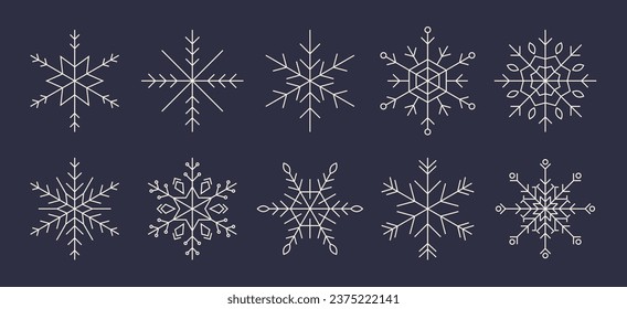 Snowflake icons set. Simple snowflakes icons isolated on white background. Snow, Frozen crystal. Vector illustration
