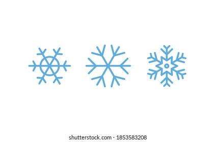 Iconos de copos de nieve. Conjunto de símbolos lineales de copos de nieve. Navidad en invierno.