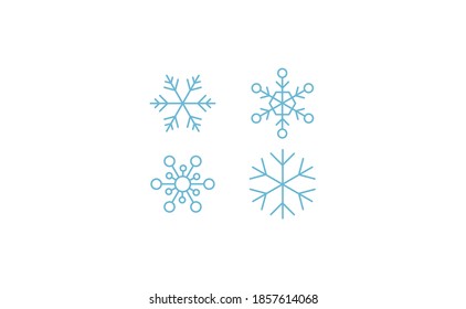 Iconos de copos de nieve. Conjunto de símbolos lineales de copos de nieve. Navidad en invierno.