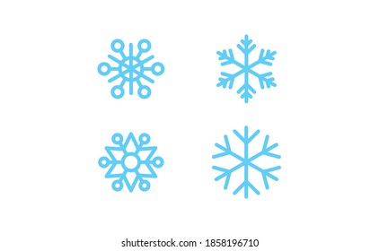 Iconos de copos de nieve. Conjunto de símbolos lineales de copos de nieve. Navidad en invierno.