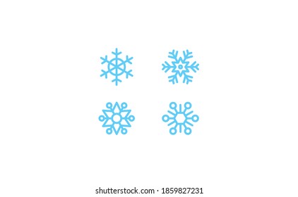 Iconos de copos de nieve. Conjunto de símbolos lineales de copos de nieve. Navidad en invierno.