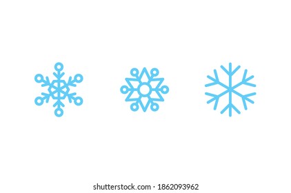 Snowflake icons. Set of snow flake linear symbols. Christmas winter time.