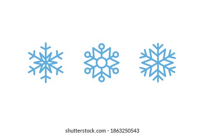 Snowflake icons. Set of snow flake linear symbols. Christmas winter time.