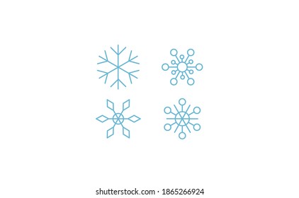 Iconos de copos de nieve. Conjunto de símbolos lineales de copos de nieve. Navidad en invierno.