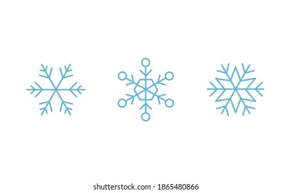 Snowflake icons. Set of snow flake linear symbols. Christmas winter time.