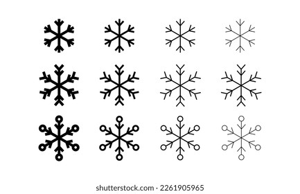 Snowflake icons set. Snowflake symbols. Snow icon. Vector illustrator