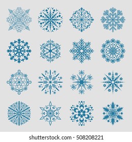 Snowflake icons set. Template for design. Vector EPS8 illustration.