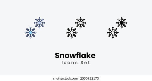 Snowflake Icons set thin line and glyph vector icon illustration