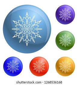 Snowflake icons set vector 6 color isolated on white background