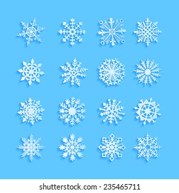 Snowflake icons set, vector illustration on white background 