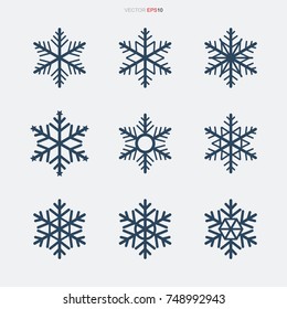 Snowflake icons set. Vector illustration.