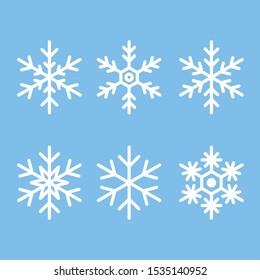 snowflake icons set, vector snowflake with white color