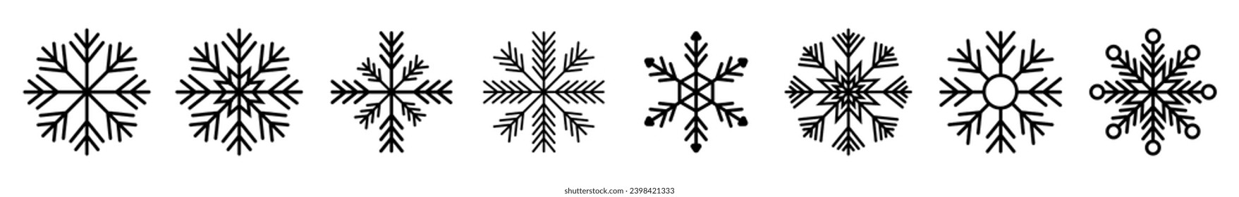 Snowflake icons set.Christmas Decorative Snowflake Elements . Vector