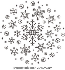 Snowflake icons, from small to big