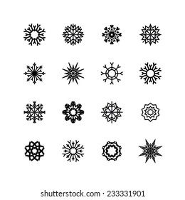 Snowflake icons Snowflakes set.  winter and christmas theme. Vector illustration.  EPS10.