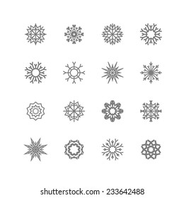 Snowflake icons Snowflakes set.  winter and christmas theme. Vector illustration.  EPS10.
